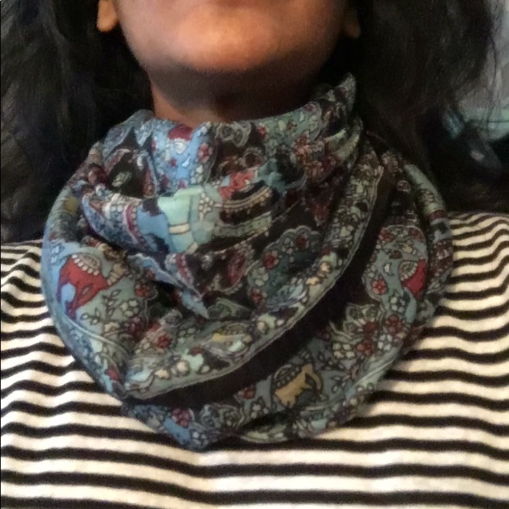 Handprinted Silk Scarf 🖤💙🧡